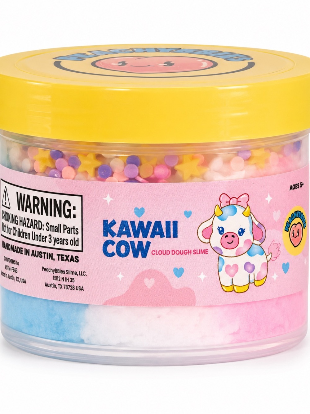 Peachybbies Kawaii Cow Cloud Dough Slime Cotton Candy Scent Soft Texture NWT